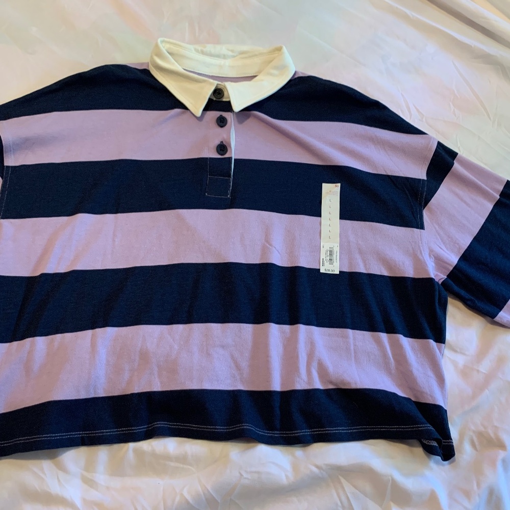 SO  Womens Cropped Long Sleeved Polo Top